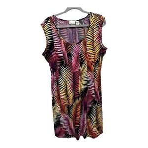 Kim Rogers Petite Mini Tropical Hawaiian Sleeveless Dress Size XL Petite Black